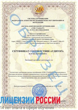 Образец сертификата соответствия аудитора №ST.RU.EXP.00006030-1 Электрогорск Сертификат ISO 27001